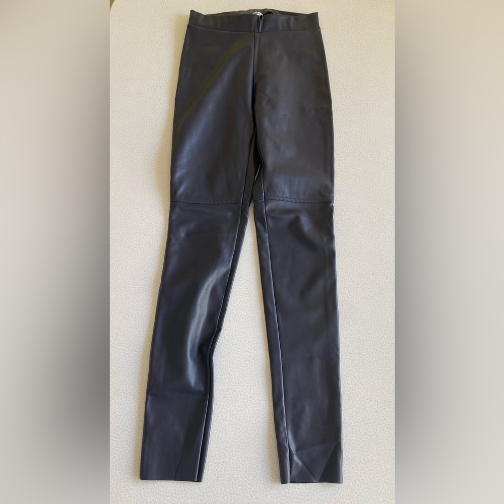 Wolford Estella faux leather leggings. Size 6. Worn once. EUC. Blue grey color.